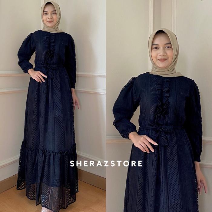 Terlaris Zizara S M L Xl Xxl Xxxl 5L Gamis Dress Brukat Mix Satin Kondangan Wanita Mewah Jumbo Ld 14