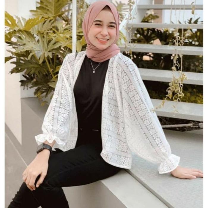 (PROMO)CARDIGAN PENDEK BRUKAT KERUT/OUTER BRUKAT PENDEK/OUTER WANITA JUMBO