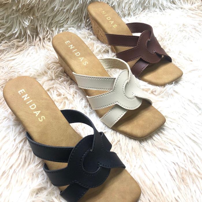 ENIDAS Sendal Wedges Wanita Kode 2037 - Sandal Hak Tinggi dengan Desain Elegan dan Nyaman