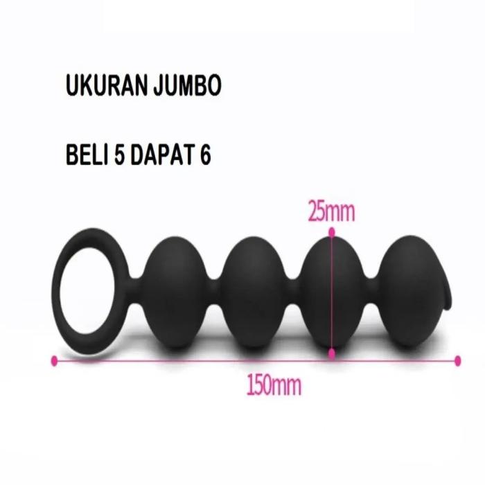 {{New New D396 Anal Butt Plug Silicone Silikon Silicon Silica 4 Bola Silikon Rubber Lembut Halus Nya