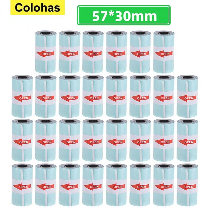 5 Rolls Thermal Paper Printable Sticker Paper Rolling Self-adhesive