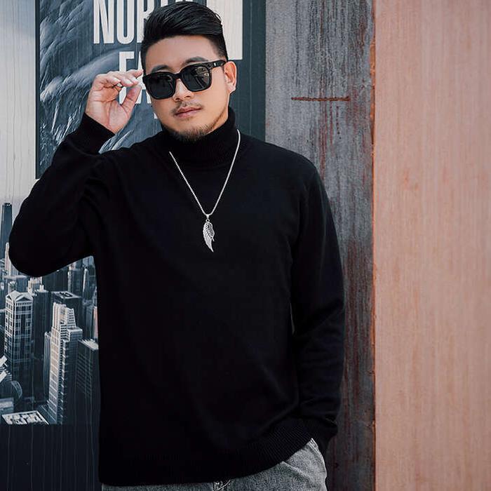 Turtleneck Pria Jumbo Xxl Baju Leher Tinggi Turtle Neck Korean Style Baju Polos Kerah Tinggi Terbaru