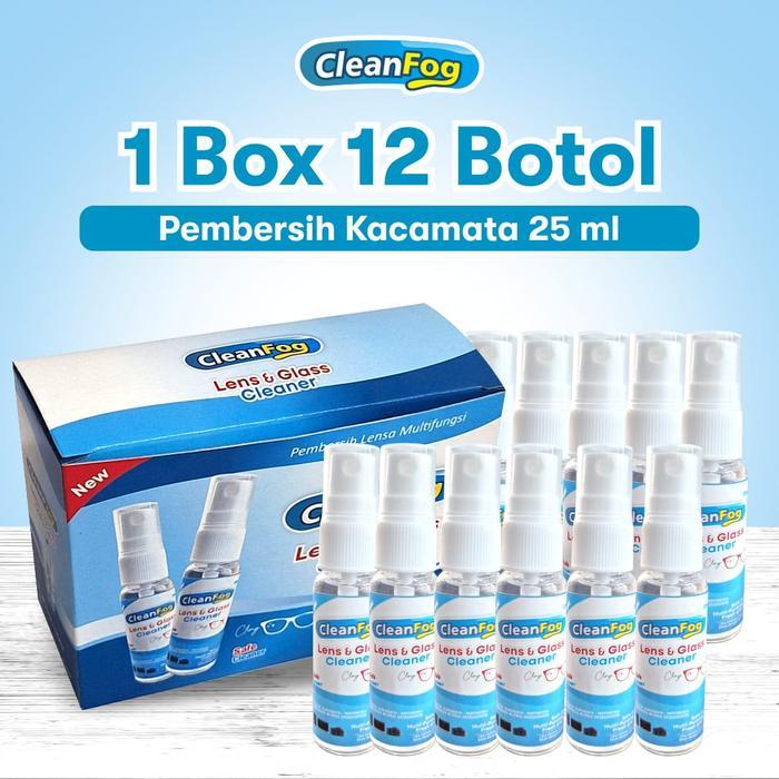 Cleanfog Lens & Glass Cleaner 25 Ml Isi 12 Botol Spray Pembersih Lensa Serbaguna