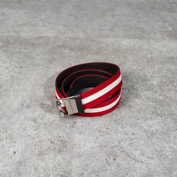 Ikat Pinggang BALLY BISING B BUCKLE STRIPE RED WHITE BROWN BELT 100% ORIGINAL