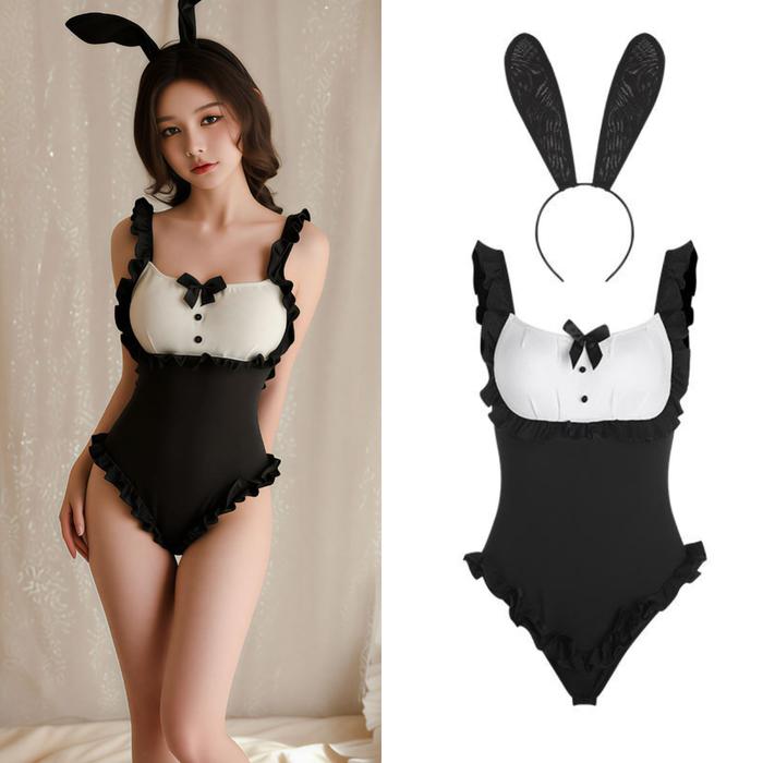 Lingerie Seksi Cosplay Bunny Girl Hot Baju Dinas Malam Bodysuit Kelinci Menggoda Set
