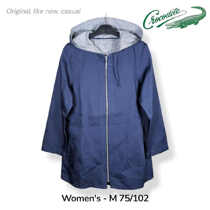 Crocodile Jaket Wanita Parka Hoodie Casual Navy Blue Original Size M Full Zip  Cewek Blazer