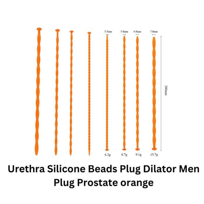 PRIVASI AMAN BD07 A - URETHRA ORANGE Silicone Beads Plu9 Dilator Men tali untuk pria