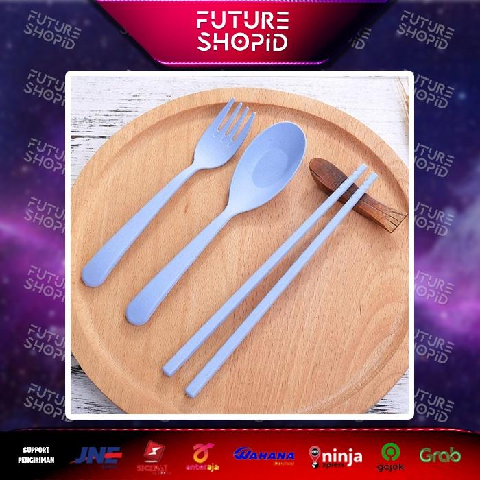 Sendok Garpu Sumpit Set Plastik Set Alat Makan Travel Set