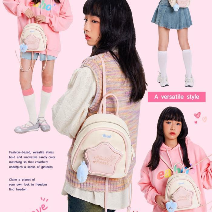 TERLENGKAP 【COD】Lucu Tas Ransel Bahan PU BintangTas Sekolah Ransel Kecil mini y2k Tas Sekolah Fashio