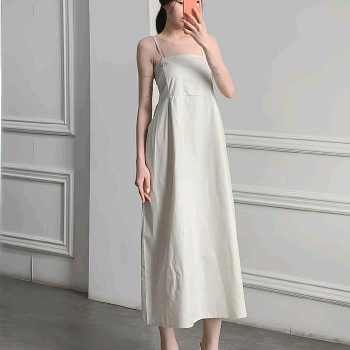 S-XXL Premium Dres ANA Dres Terbaru Korea Style Bahan Rayon Tanpa Lengan Midi