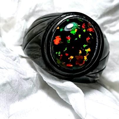 NATURAL BATU PERMATA KALIMAYA BLACK OVAL