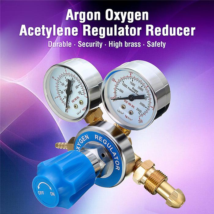Argon Oxygen/Acetylene Pressure Regulator Reducer MIG TIG Flow Meter Gauge Gas Solid Brass Welding F