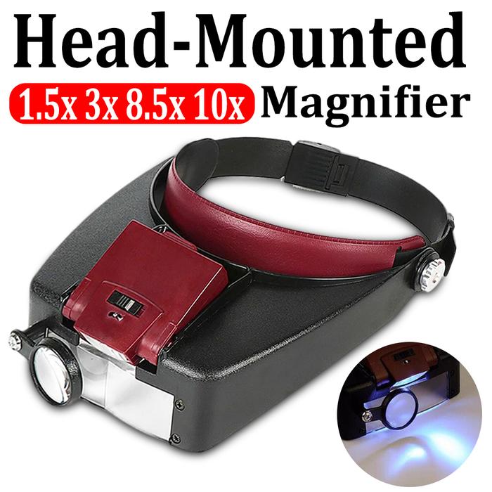 10X Magnifier Lighted Magnifying Glass illuminated Loupe Glasses Head