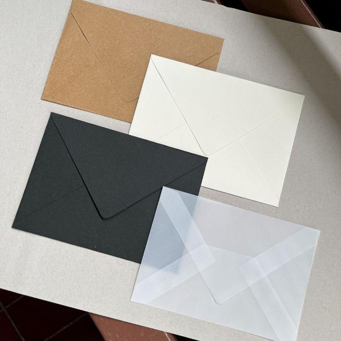 TERLARIS Amplop Kraft Polos Amplop Kalkir Vellum Amplop Linen dengan Wax Seal Segel Lilin | sai pape