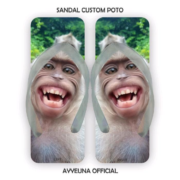 Ayyeuna Sandal Jepit Custom Poto Sendiri Unik Pria Wanita Dewasa Distro Printing Motif Kotak