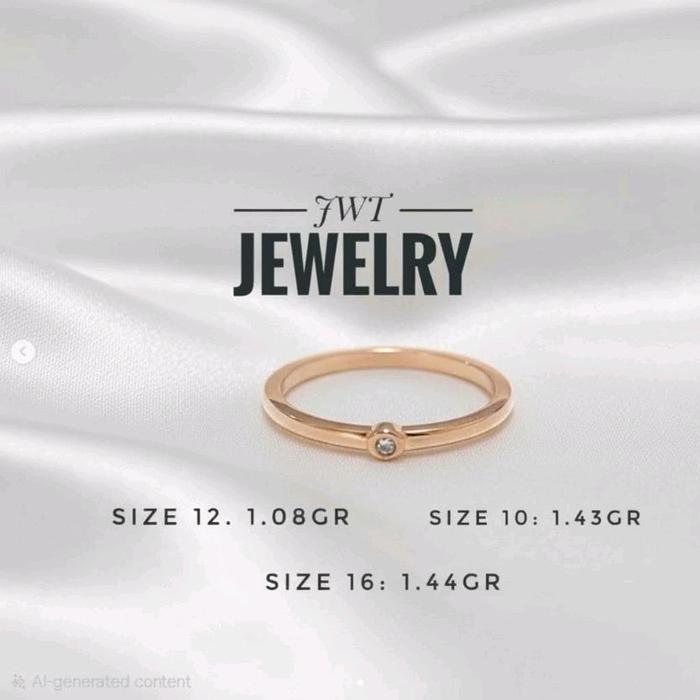 CINCIN EMAS PUTIH KUNING FASHION BEZEL SOLITAIRE ROGEGOLD 17K 750 75% CANTIK MANIS MURAH 1 gr 1 gram