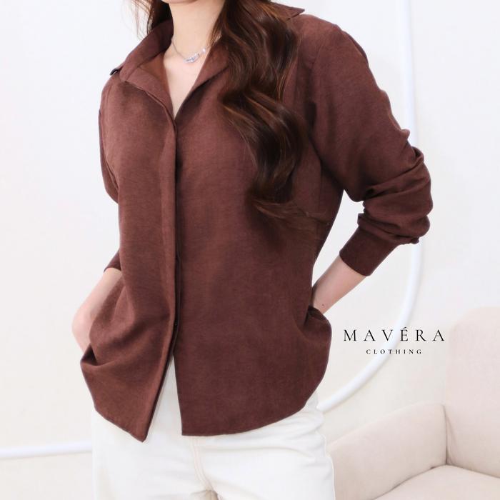 MAVERA - Kendall Shirt Suede Loose Fit Kemeja Basic Hidden Button Lembut Nyaman Simple / Atasan Wani