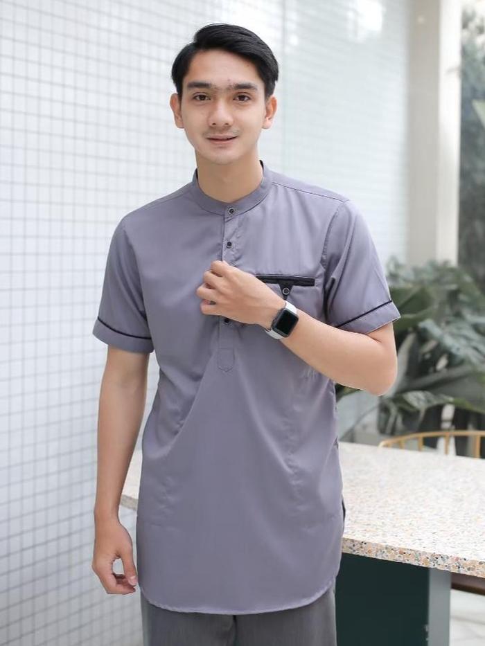 Baju Koko Muslim Pria Kemeja Kurta Dewasa Lengan Pendek Motif Batik Katun Toyobo Premium simpel Casu