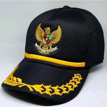 TOPI GURU LOGO GARUDA LES KUNING | TOPI JARING PNS TERBARU | TOPI GURU PENGAJAR