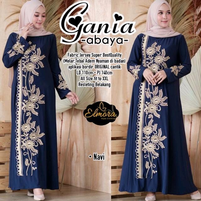 GANIA ABAYA NAVY - Baju gamis bahan jersey High Quality LD 110 - 148cm bisa buat size biasa sampai j