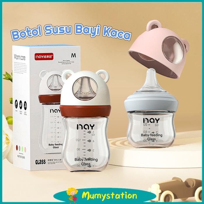 Mumystation Botol Kaca Asi 80/160ml Botol Susu Bayi Anti Kolik