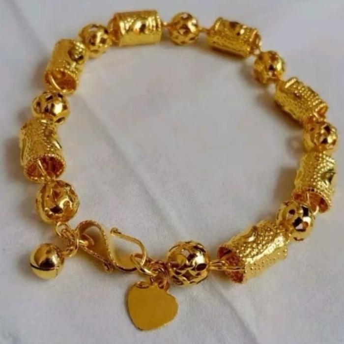 GELANG TANGAN TITANIUM MOTIF PIPA UKIR GELANG TANGAN AKESORIS WANITA tidak berkatar bracelet