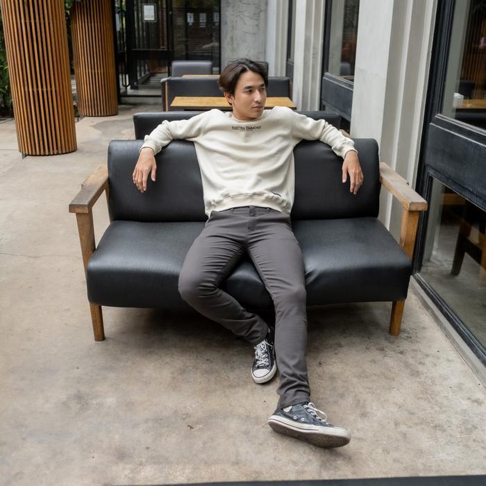 Bapin Alpha Chino Long Pants Grey Rabbit - Celana Panjang Pria Slim Fit