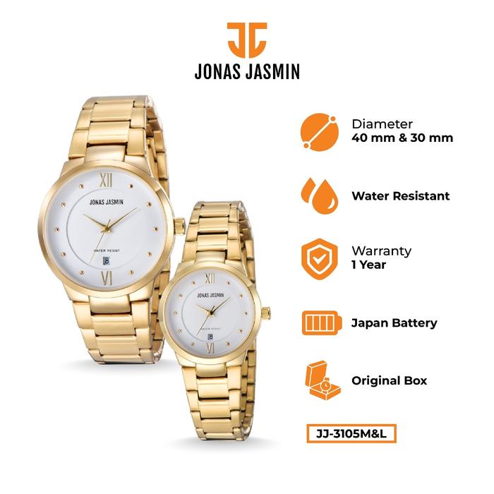 NEW Jam Tangan Couple Analog JJ-3105 M/JJ-3105 L Include Box Fullset
