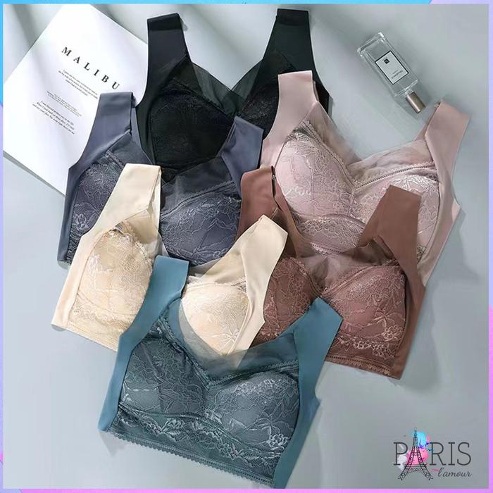 PARIS  Bra Rompi Renda Seamless Sport Push Up Bra Tanpa Kawat Busa Tipis 1227