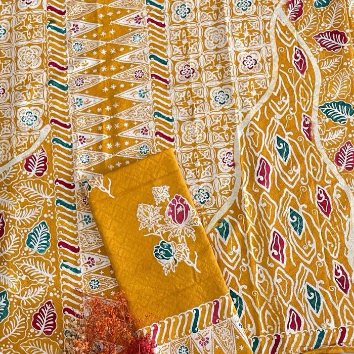 Kain batik cap doby stelan sarung selendang motif pulau ceplok colet trusmi cirebonan