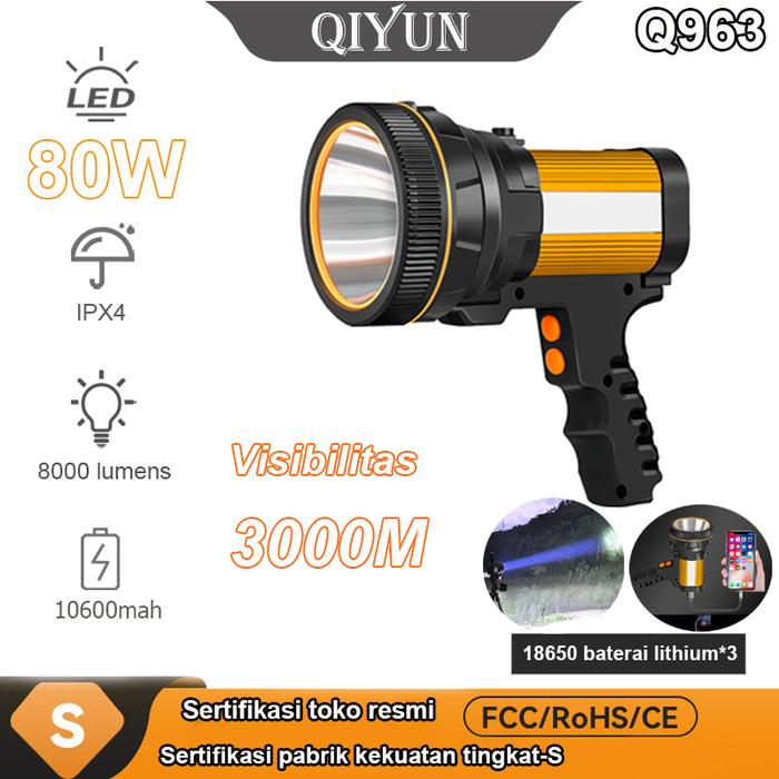 BEST QYD Senter Led Super Terang Dengan Lampu Samping 60 watt IPx4 Tahan air Senter Bentuk L Flashli
