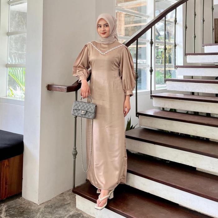 Calendula Dress Satin Kondangan Gaun Bridesmaid Lamaran Tunangan Wisuda Seragam Keluarga Nikahan Sor