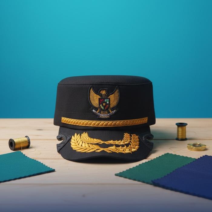 Topi Komando Premium CAMAT Logo Garuda Hitam Free Nama