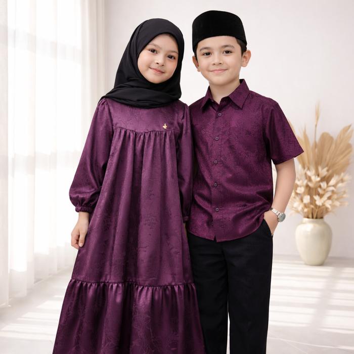 By Dolla - (Anak Perempuan & Laki-Laki) Mawadah Series Sarimbit Kids - Baju Lebaran Anak Kembaran - 