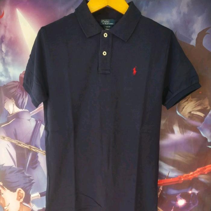Vintage Polo Ralph Lauren Black Woman Polo Shirt L Custom Fit Kaos Polo Kemeja Cewek Wanita Original