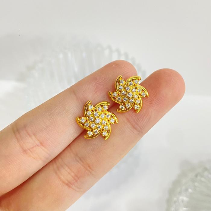 Anting Bunga kipas anting bunga lapis emas anting bunga aksesoris wanita anting emas replika