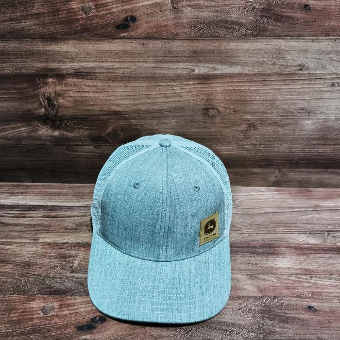 topi trucker hat john deere grey leather logo