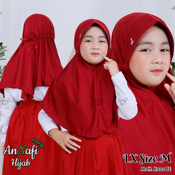 Annafi -Kerudung sekolah Rabbani kw innova LX / jilbab instan pita tertutup TK SD SMP SMA Putih Hita