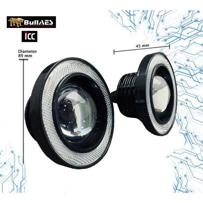 Foglamp Bemper Cob Angel Eye 89 Mm Universal Merk Icc Terlaris