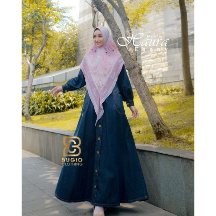 Denim Series Faida Haura Tunika Yougwa Maiza Gamis Daily Dress Syari By Bugio Clothing Hijab