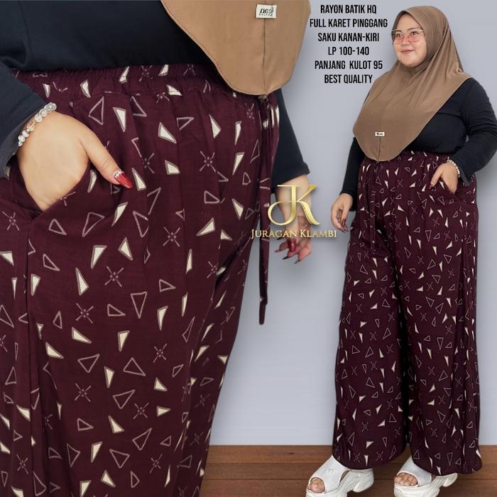 Safitiri Celana Kulot Batik Bahan Rayon Premium Jumbo Free Bros By Juragan Klambi Muslim, Wanita, Pa