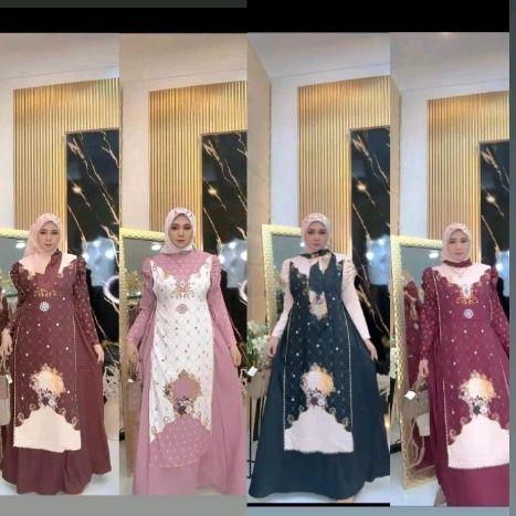 GAMIS DHIFA SET VEST + JILBAB VOAL FULL PRINT