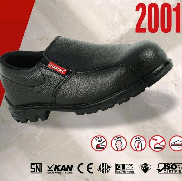 Cheetah Sepatu Kerja 2001 dengan Top Steel Nitride IRO SNI KAN CE ASME SS513 ISO 9001 2015