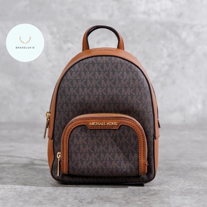 Brandluxid MK Monogram Brown Mini Backpack in Camel