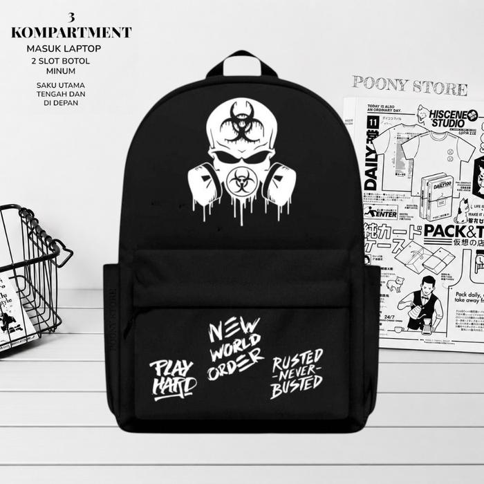 Tas Ransel Sekolah Gendong Anak Laki Laki Backpack Hitam Distro Keren Tebal tas Gemblok sekolah anak