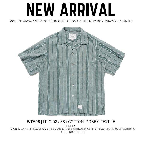 WTAPS | Frio 02 / SS / Cotton. Dobby. Textile Green Kemeja Pria Original 100%