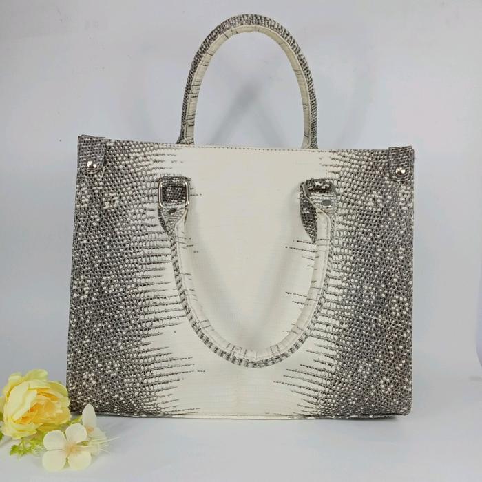 Tas Kulit Reptil Biawak Tas Kulit Asli Wanita Tas Kulit Cantik Top Handle Bag Tas Kulit Besar LargeB