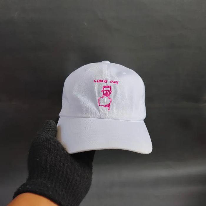 Topi Simple Cap Unisex Pria Wanita JMB - JEAN MICHEL BASQUIAT - Cassius Clay Putih
