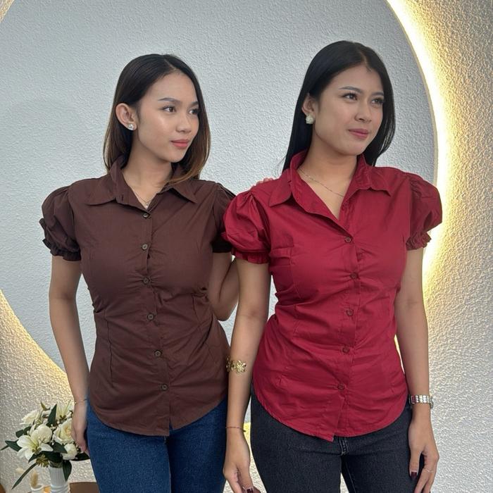 LAXMII - Veronica Shirt Poplin // Kemeja Basic Fit Body Kantor // Kemeja Slim Fir Kampus Berkerah