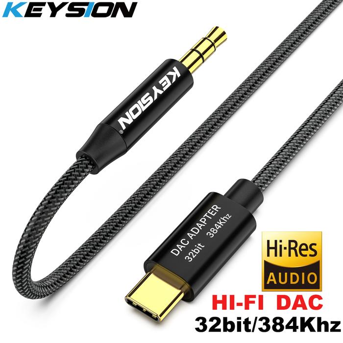 KEYSION HIFI DAC Earphone Amplifier USB Type C to AUX Speaker Cable